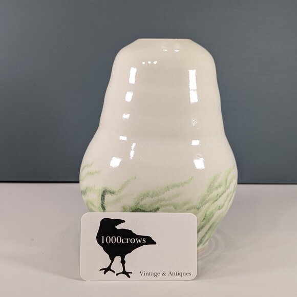 Heavy pottery hand painted lamp base, wavy seaweed nautical home decor - Picture 9 of 9